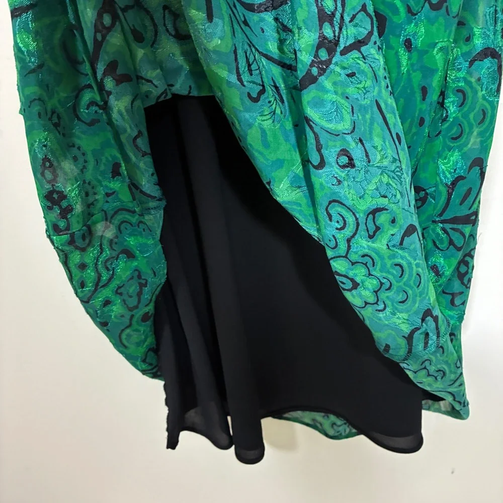Zara Fairy Jacquard Maxi Dress Size S Green Mermaidcore Art to Wear Body Con
